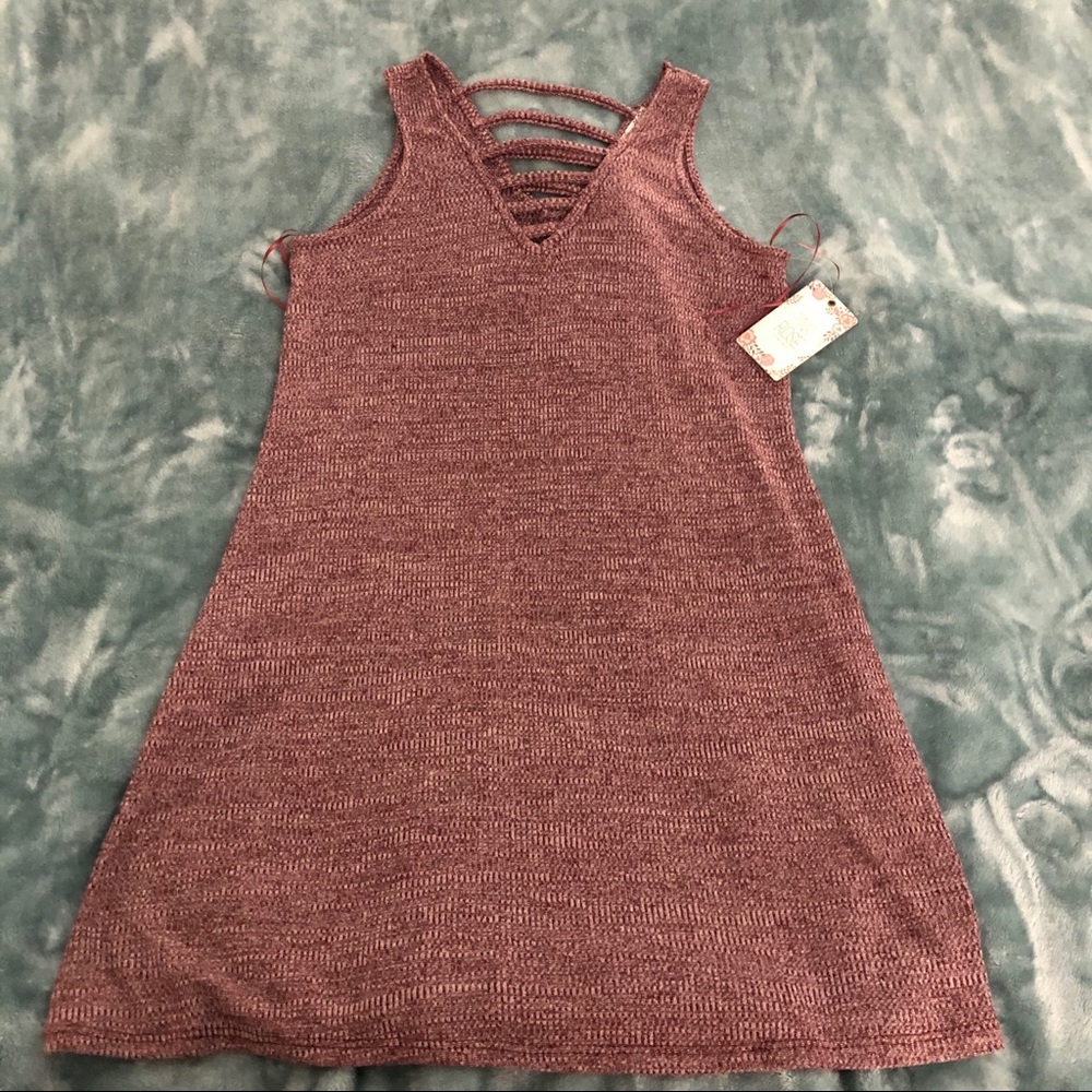 NWT pink rose maroon tank dress